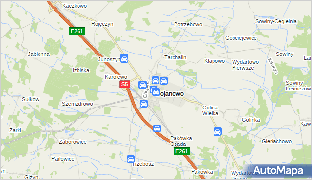 mapa Bojanowo powiat rawicki, Bojanowo powiat rawicki na mapie Targeo