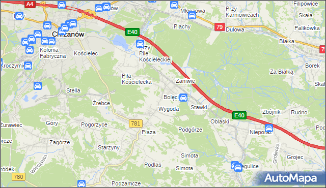 mapa Bolęcin gmina Trzebinia, Bolęcin gmina Trzebinia na mapie Targeo
