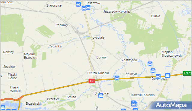 mapa Bonów gmina Trawniki, Bonów gmina Trawniki na mapie Targeo