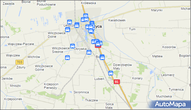 mapa Borki gmina Łęczyca, Borki gmina Łęczyca na mapie Targeo