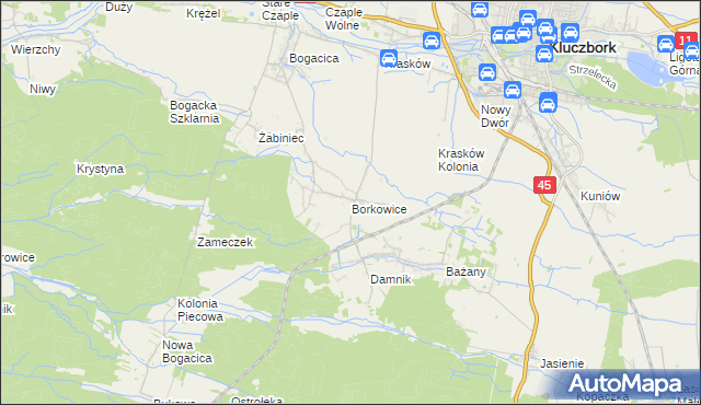 mapa Borkowice gmina Kluczbork, Borkowice gmina Kluczbork na mapie Targeo