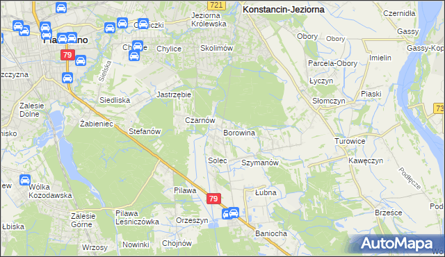mapa Borowina gmina Konstancin-Jeziorna, Borowina gmina Konstancin-Jeziorna na mapie Targeo
