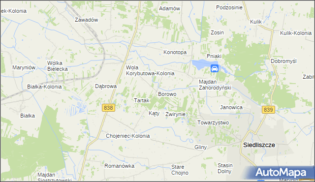 mapa Borowo gmina Siedliszcze, Borowo gmina Siedliszcze na mapie Targeo