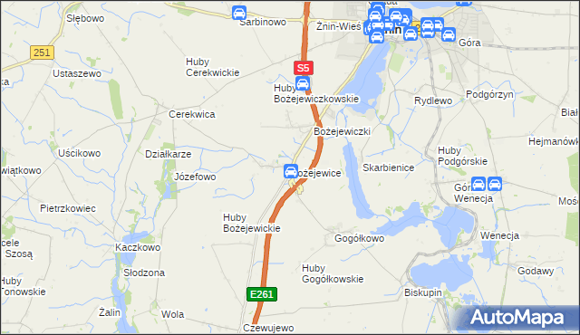 mapa Bożejewice gmina Żnin, Bożejewice gmina Żnin na mapie Targeo