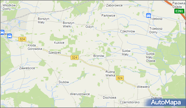 mapa Bronów gmina Góra, Bronów gmina Góra na mapie Targeo