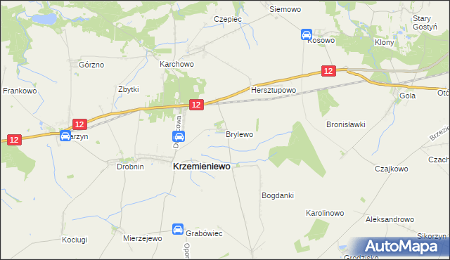 mapa Brylewo gmina Krzemieniewo, Brylewo gmina Krzemieniewo na mapie Targeo