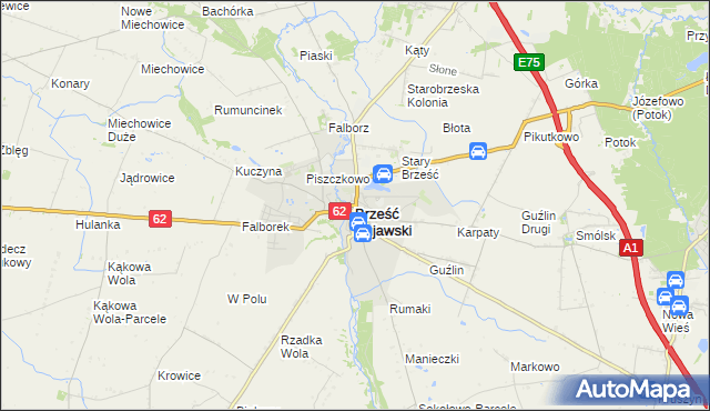 mapa Brześć Kujawski, Brześć Kujawski na mapie Targeo
