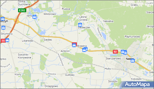 mapa Brzeźno gmina Kostrzyn, Brzeźno gmina Kostrzyn na mapie Targeo