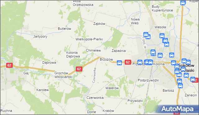 mapa Brzozów gmina Sokołów Podlaski, Brzozów gmina Sokołów Podlaski na mapie Targeo