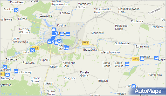 mapa Brzozówka gmina Wolbrom, Brzozówka gmina Wolbrom na mapie Targeo