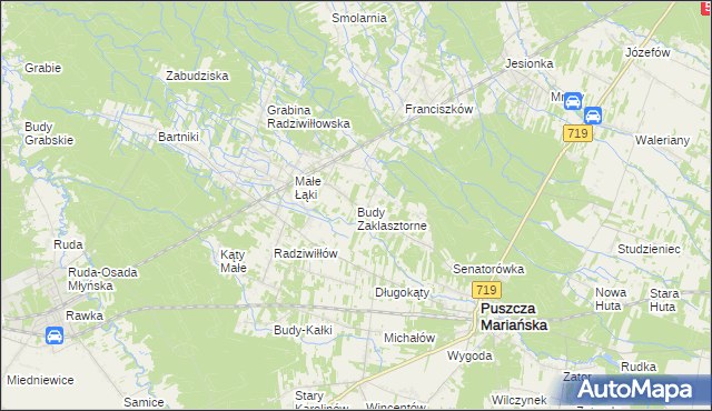 mapa Budy Zaklasztorne, Budy Zaklasztorne na mapie Targeo