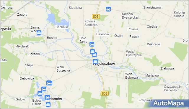 mapa Bystrzyca gmina Wojcieszków, Bystrzyca gmina Wojcieszków na mapie Targeo