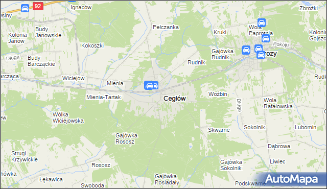 mapa Cegłów powiat miński, Cegłów powiat miński na mapie Targeo