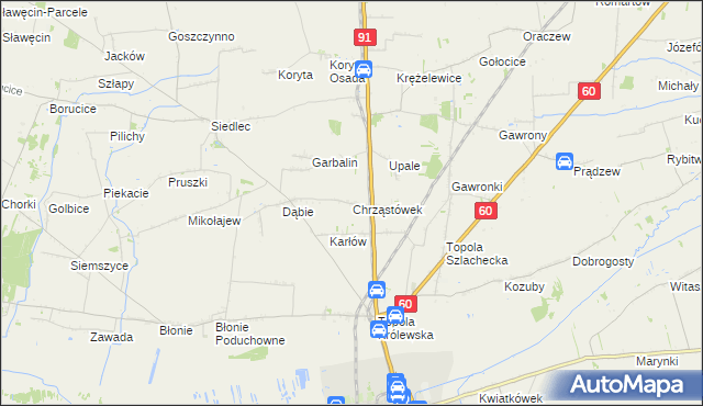 mapa Chrząstówek gmina Łęczyca, Chrząstówek gmina Łęczyca na mapie Targeo
