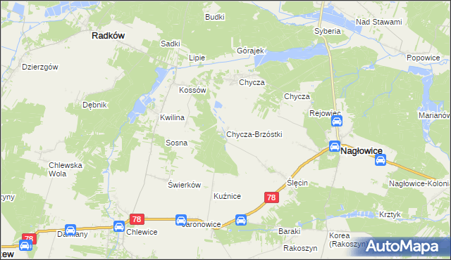 mapa Chycza-Brzóstki, Chycza-Brzóstki na mapie Targeo