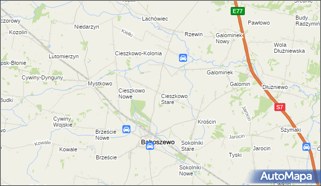 mapa Cieszkowo Stare, Cieszkowo Stare na mapie Targeo