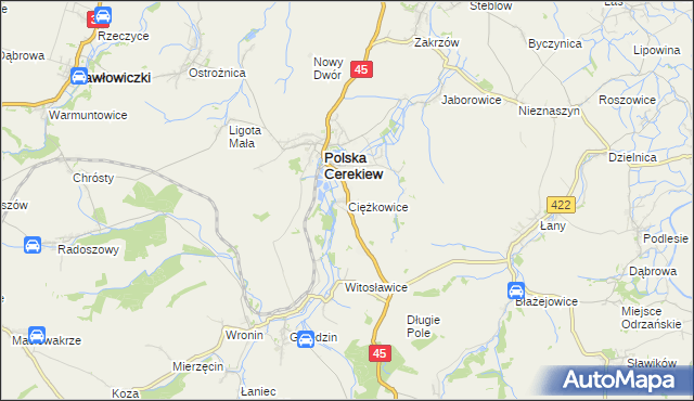 mapa Ciężkowice gmina Polska Cerekiew, Ciężkowice gmina Polska Cerekiew na mapie Targeo