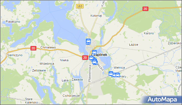 mapa Czaplinek powiat drawski, Czaplinek powiat drawski na mapie Targeo