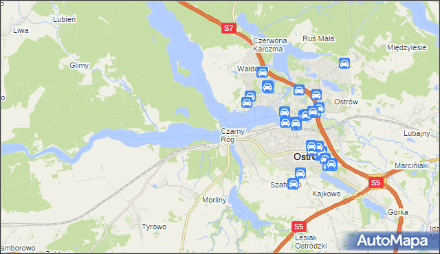 mapa Czarny Róg gmina Ostróda, Czarny Róg gmina Ostróda na mapie Targeo