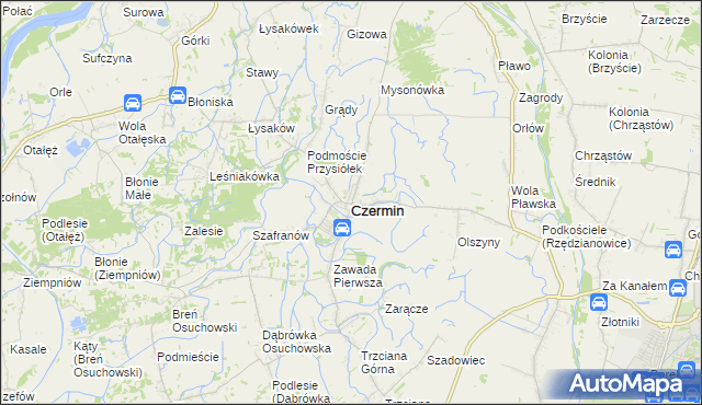 mapa Czermin powiat mielecki, Czermin powiat mielecki na mapie Targeo