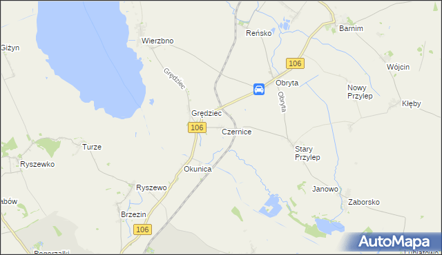 mapa Czernice gmina Pyrzyce, Czernice gmina Pyrzyce na mapie Targeo