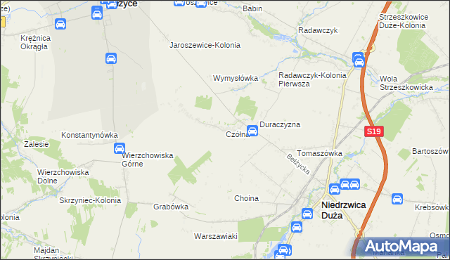 mapa Czółna gmina Niedrzwica Duża, Czółna gmina Niedrzwica Duża na mapie Targeo