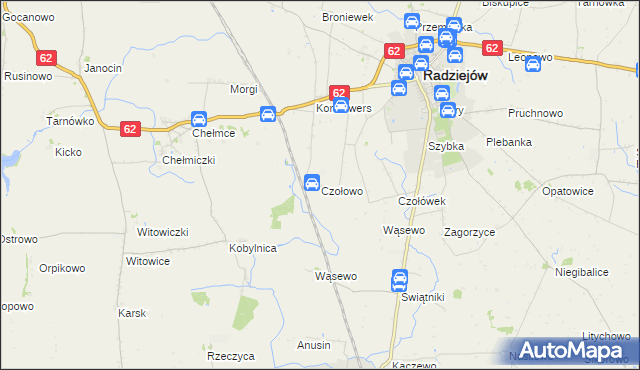 mapa Czołowo gmina Radziejów, Czołowo gmina Radziejów na mapie Targeo