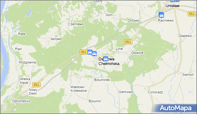 mapa Dąbrowa Chełmińska, Dąbrowa Chełmińska na mapie Targeo