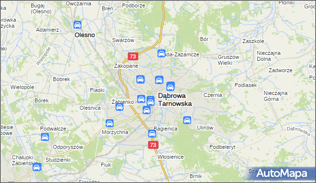 mapa Dąbrowa Tarnowska, Dąbrowa Tarnowska na mapie Targeo