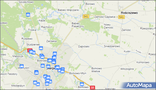 mapa Dąbrówki gmina Sierpc, Dąbrówki gmina Sierpc na mapie Targeo