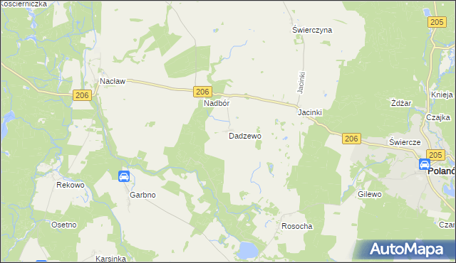 mapa Dadzewo, Dadzewo na mapie Targeo