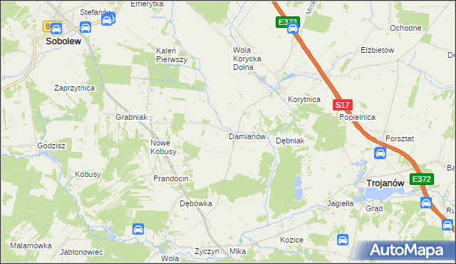 mapa Damianów, Damianów na mapie Targeo