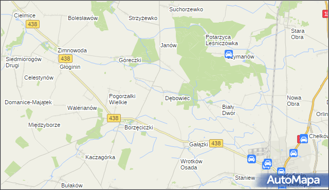 mapa Dębowiec gmina Koźmin Wielkopolski, Dębowiec gmina Koźmin Wielkopolski na mapie Targeo