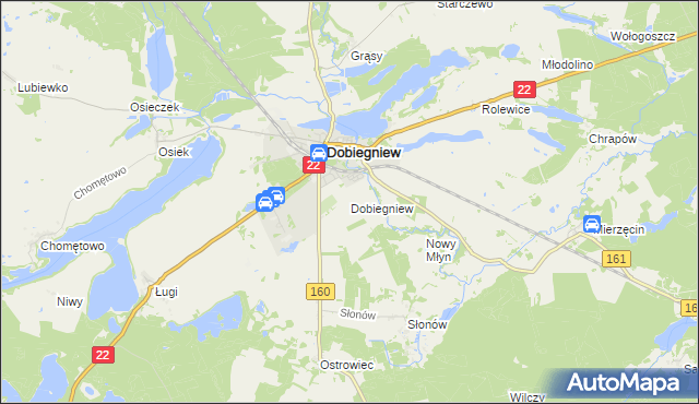 mapa Dobiegniew powiat strzelecko-drezdenecki, Dobiegniew powiat strzelecko-drezdenecki na mapie Targeo