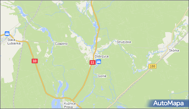 mapa Dobrzyca gmina Szydłowo, Dobrzyca gmina Szydłowo na mapie Targeo