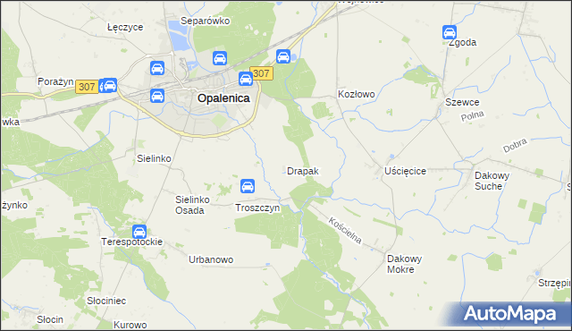 mapa Drapak, Drapak na mapie Targeo