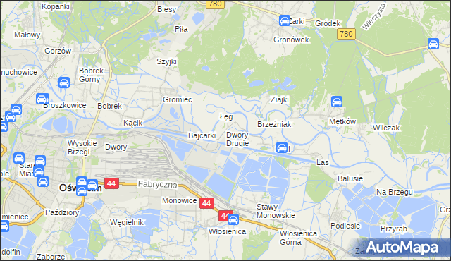 mapa Dwory Drugie, Dwory Drugie na mapie Targeo