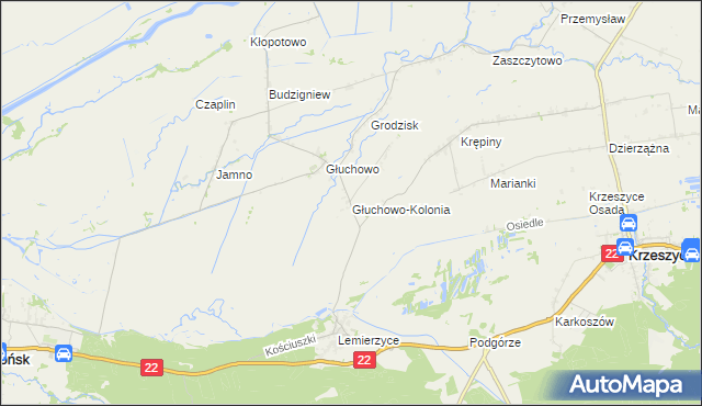 mapa Głuchowo-Kolonia, Głuchowo-Kolonia na mapie Targeo