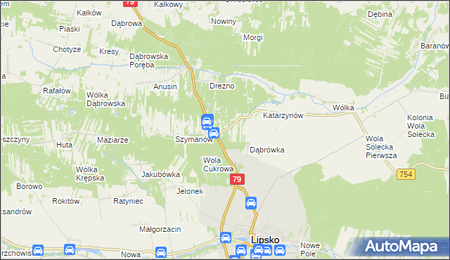 mapa Gołębiów gmina Lipsko, Gołębiów gmina Lipsko na mapie Targeo