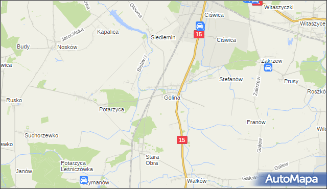 mapa Golina gmina Jarocin, Golina gmina Jarocin na mapie Targeo