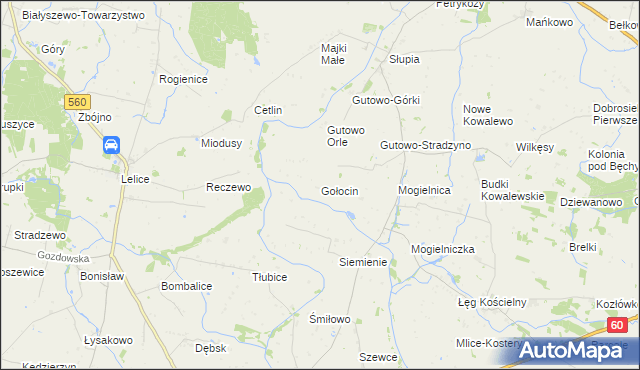mapa Gołocin, Gołocin na mapie Targeo