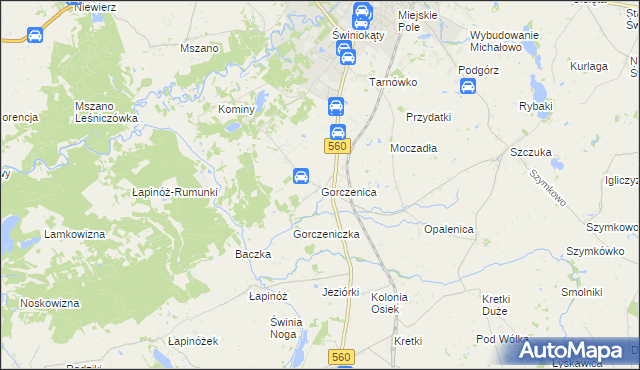 mapa Gorczenica, Gorczenica na mapie Targeo