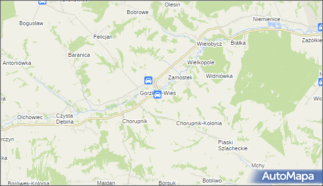 mapa Góry gmina Gorzków, Góry gmina Gorzków na mapie Targeo