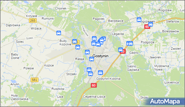 mapa Gostynin, Gostynin na mapie Targeo