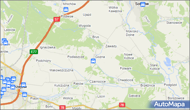 mapa Gozna, Gozna na mapie Targeo