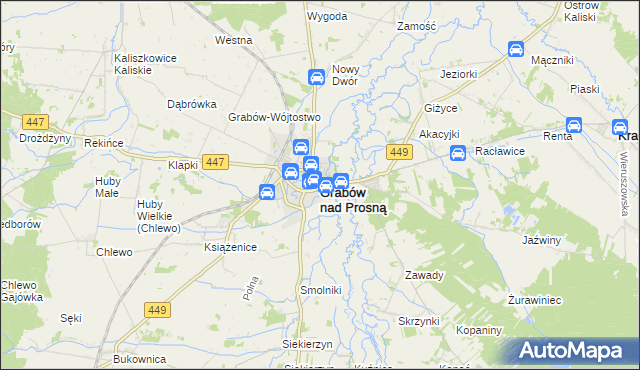 mapa Grabów nad Prosną, Grabów nad Prosną na mapie Targeo