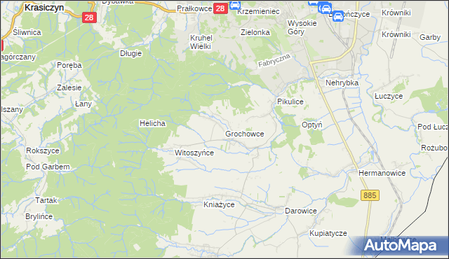 mapa Grochowce, Grochowce na mapie Targeo