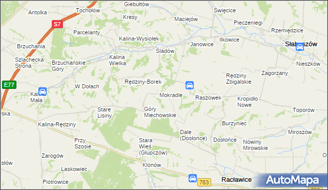 mapa Grzymałów gmina Słaboszów, Grzymałów gmina Słaboszów na mapie Targeo