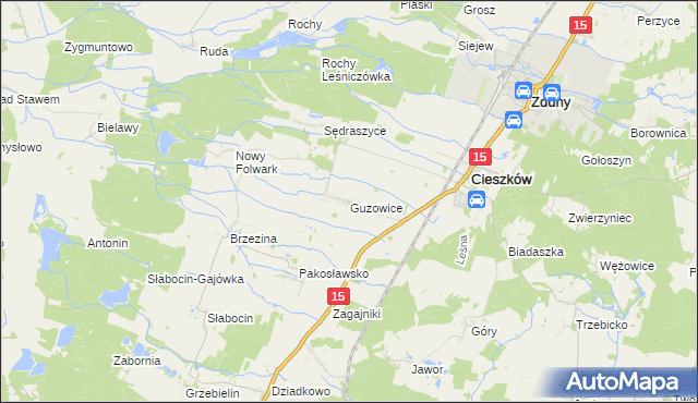 mapa Guzowice, Guzowice na mapie Targeo