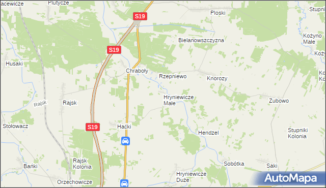 mapa Hryniewicze Małe, Hryniewicze Małe na mapie Targeo